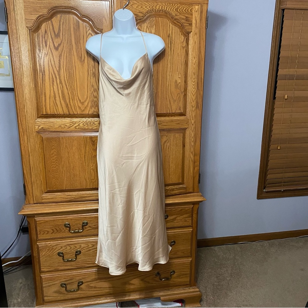 Show Me Your Mumu Vernona‎ Cowl Maxi Dress Beige Women’s M NWT Formal Wedding